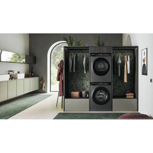 Сушильна машина Haier тепловий насос, 9кг, A+++, 59,5см, дисплей, пара, cріблястий