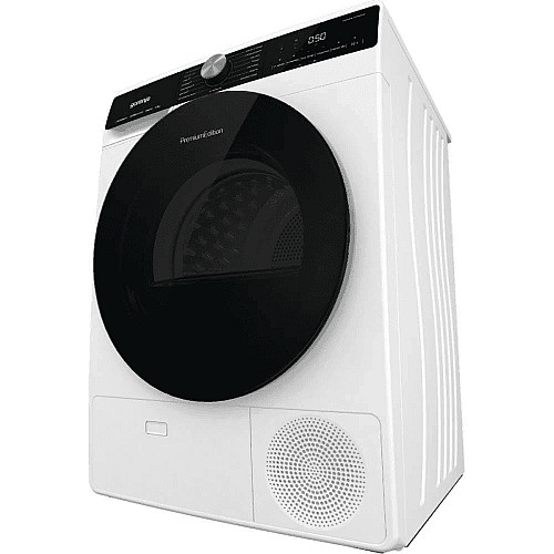Сушильна машина Gorenje тепловий насос, 9кг, A++, 60см, дисплей, 15 програм, підсвітка барабану, білий