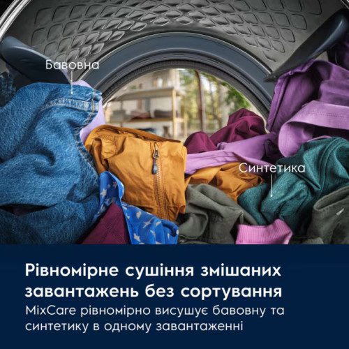 Сушильна машина Electrolux тепловий насос, 9кг, А+++, 64см, дисплей, білий