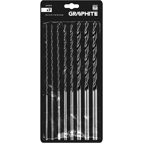Набір свердел по дереву GRAPHITE подовжене 4-8,10,12х300мм 7шт