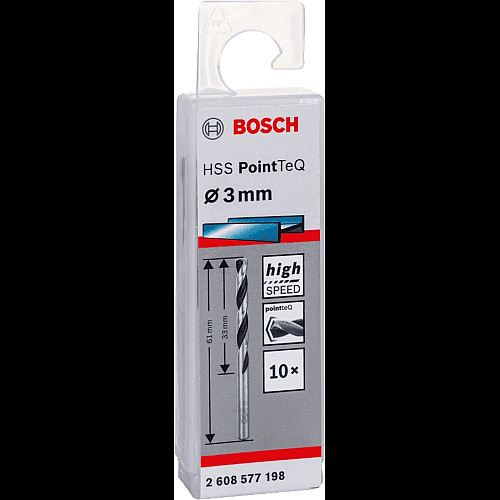 Сверло по металлу Bosch Professional HSS-PointTeQ, 3х33х61мм, 10шт