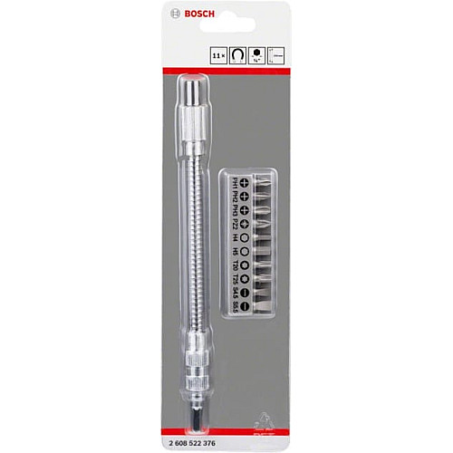 Биты Bosch Professional гибкий удлинитель 200мм, 25мм, SL,PH,PZ,H,T набор 11шт