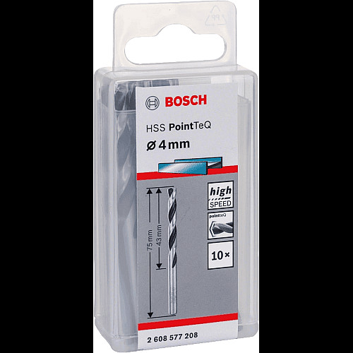 Сверло по металлу Bosch Professional HSS-PointTeQ, 4х43х75мм, 10шт