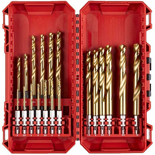 Набор сверл по металлу Milwaukee RedHEX Shockwave HSS-TiN, 2-10мм, кейс, 19шт
