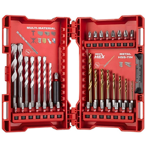 Набір біт і свердл по металу Milwaukee RedHEX TiN, сталь, кейс, 39шт