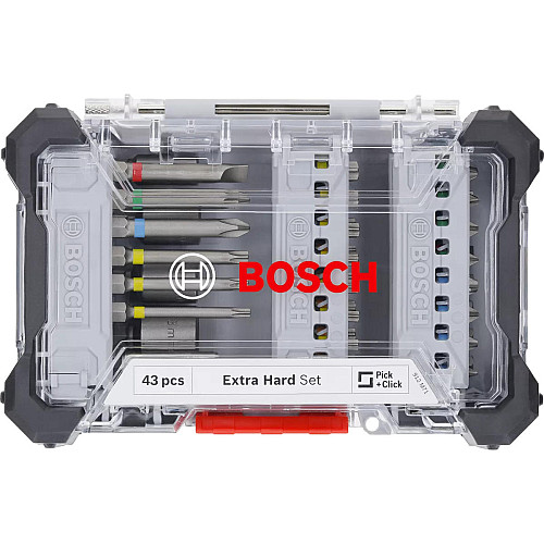 Біти Bosch Professional Extra Hard Screwdriver Bit Set, магнітний бітотримач, PH,PZ,T, SL, HEX, кейс, набір 46шт