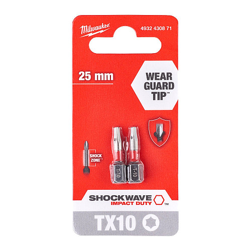 Біти Milwaukee Shockwave, Torx T10х25мм, набір 2шт