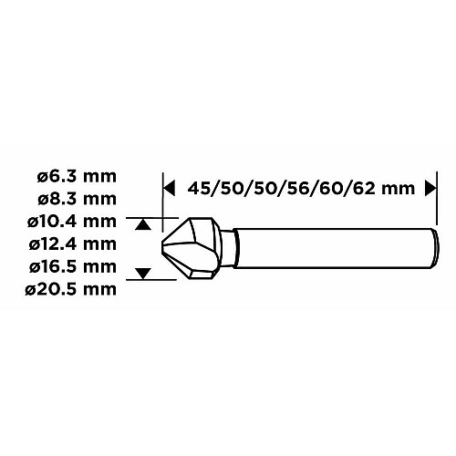 Набір свердел конічних для фрезування GRAPHITE TiN 6.3-20.5мм кейс 6шт
