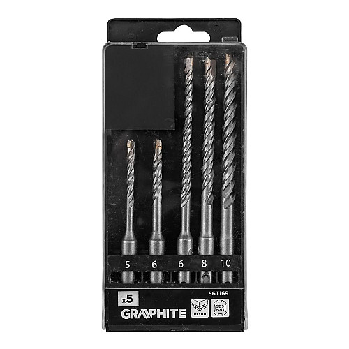 Набір свердел по бетону GRAPHITE SDS Plus 5x6x110мм, 6x8x10x160мм, кейс, 5шт