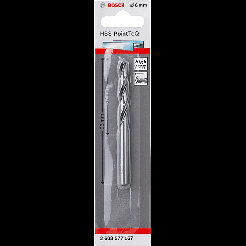 Свердло по металу Bosch Professional HSS-PointTeQ, 6х57х93мм