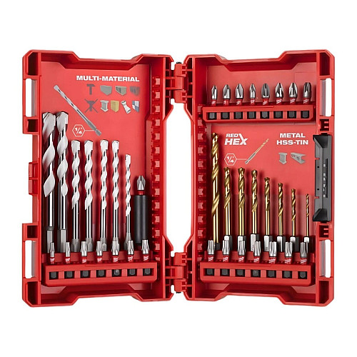 Набір біт і свердл по металу Milwaukee RedHEX TiN, сталь, кейс, 39шт