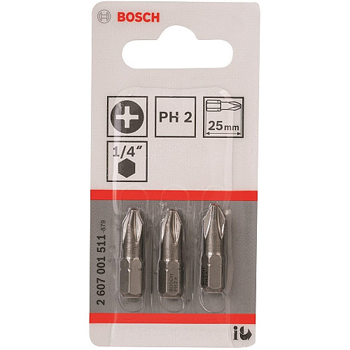 Біти Bosch Professional Extra-Hart PH2, 25мм, 3шт