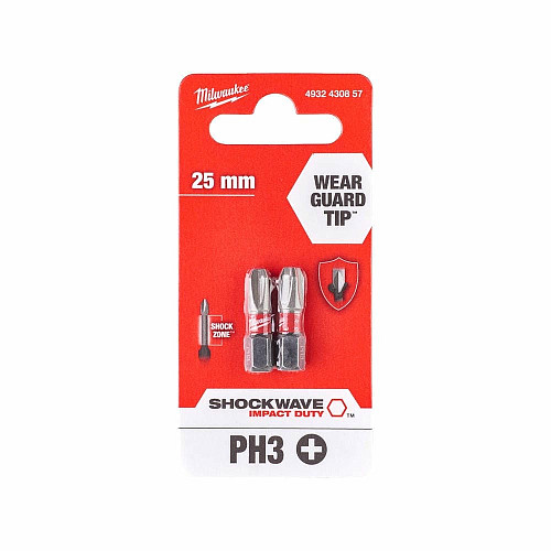 Біти Milwaukee Shockwave, PH3х25мм, набір 2шт