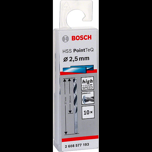 Свердло по металу Bosch Professional HSS-PointTeQ, 2.5х30х57мм, 10шт
