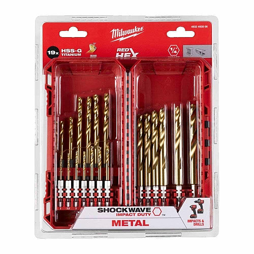 Набор сверл по металлу Milwaukee RedHEX Shockwave HSS-TiN, 2-10мм, кейс, 19шт