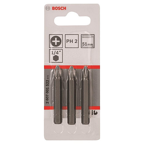 Біти Bosch Professional Extra-Hart PH2, 51мм, 3шт