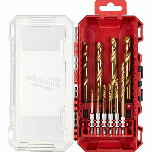 Набор сверл по металлу Milwaukee RedHEX Shockwave HSS-TiN, 3-10мм, кейс, 10шт