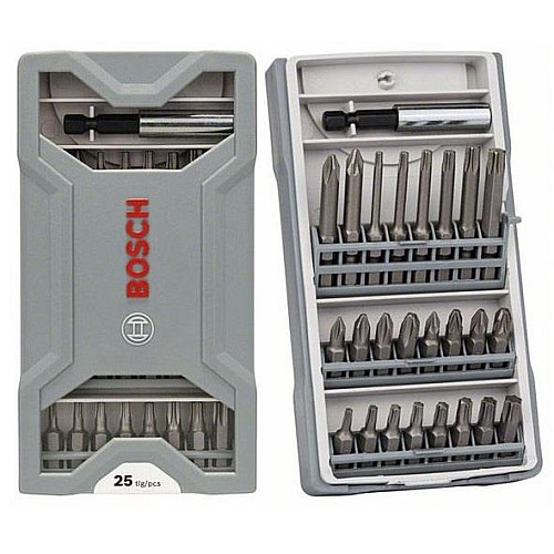 Біти Bosch Professional Mini X-Line Extra Hard, магнітний бітотримач, PH,PZ,T, кейс, набір 25шт