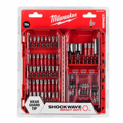Біти Milwaukee Shockwave, сталь, кейс, набір 70шт