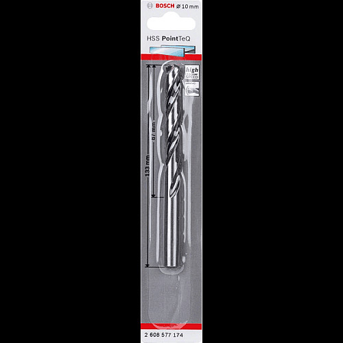 Свердло по металу Bosch Professional HSS-PointTeQ, 10х87х133мм