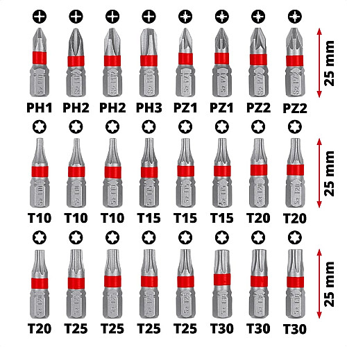 Біти Einhell HEX, PH, PZ, Torx, 50мм, кейс, набір 42шт