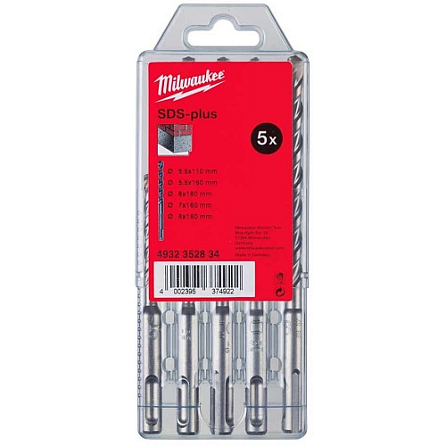 Набір бурів по бетону Milwaukee SDS-PLUS M2, 5-8мм, кейс 5шт