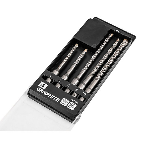Набір свердел по бетону GRAPHITE SDS Plus 5x6x110мм, 6x8x10x160мм, кейс, 5шт