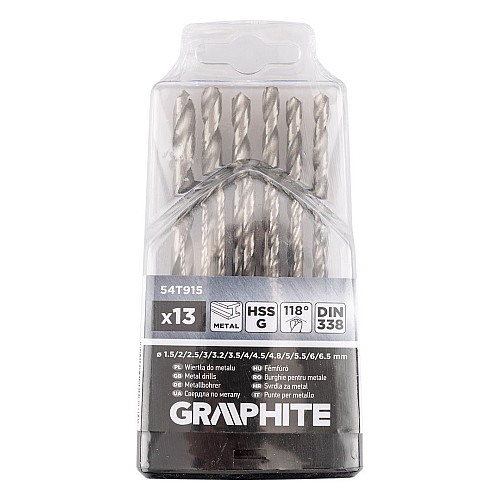 Набір свердел по металу GRAPHITE HSS HSS-G 1.5-6.5мм кейс 13шт
