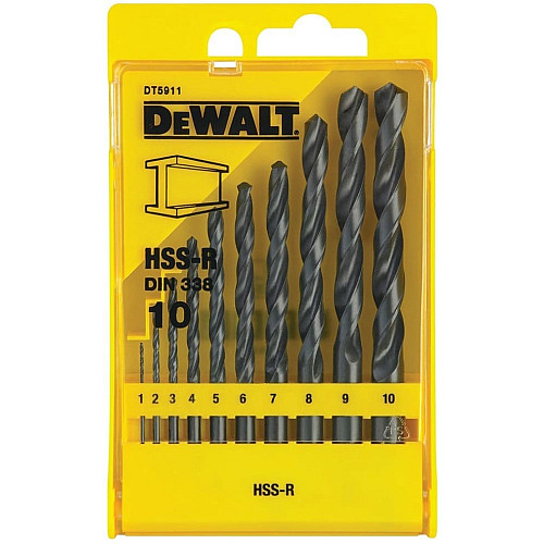 Набор сверл по металлу DeWalt HSS-R, 1-10мм, кейс 10шт