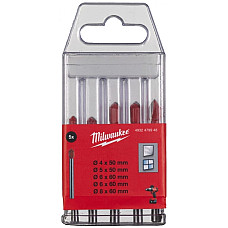 Набір свердел по склу та кахелю Milwaukee GENII, 4-8мм, кейс, 5шт