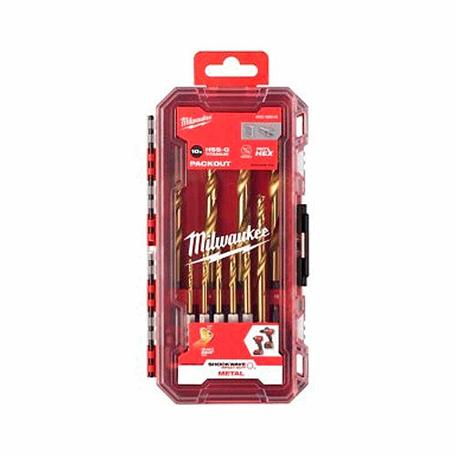 Набор сверл по металлу Milwaukee RedHEX Shockwave HSS-TiN, 3-10мм, кейс, 10шт