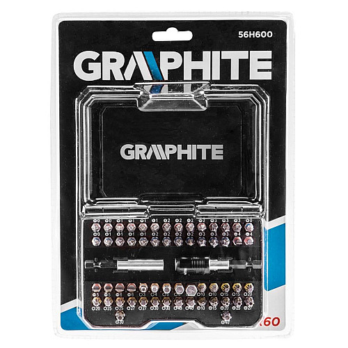 Биты GRAPHITE магнитные удлинители 2шт, SL, PH, PZ, H, TX, TT, 25мм, кейс набор 60шт