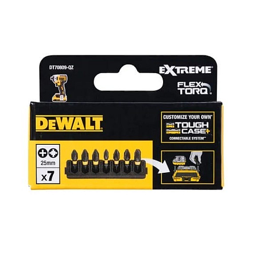 Биты DeWalt FlexTorq 25мм Рh1 Рh2 Pz1 Pz2 Pz3 набор 7шт