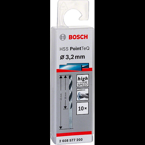 Свердло по металу Bosch Professional HSS-PointTeQ, 3.2х36х65мм, 10шт