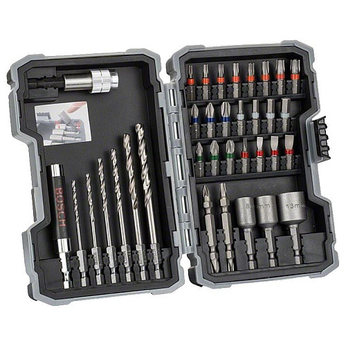 Биты и сверла Bosch Professional Pro-Mix Metal битодержатель магнитный, торцевые головки 3шт, набор 35шт