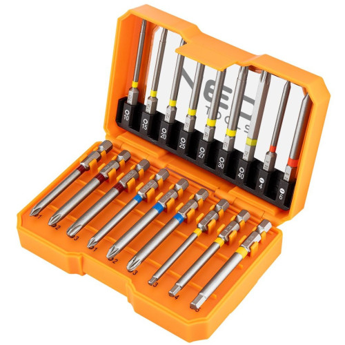 Біти Neo tools SL,PH,PZ,H,TX, 75мм, сталь S2, кейс набір 18шт