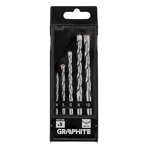 Набір свердел по бетону GRAPHITE 4-10мм, кейс, 5шт