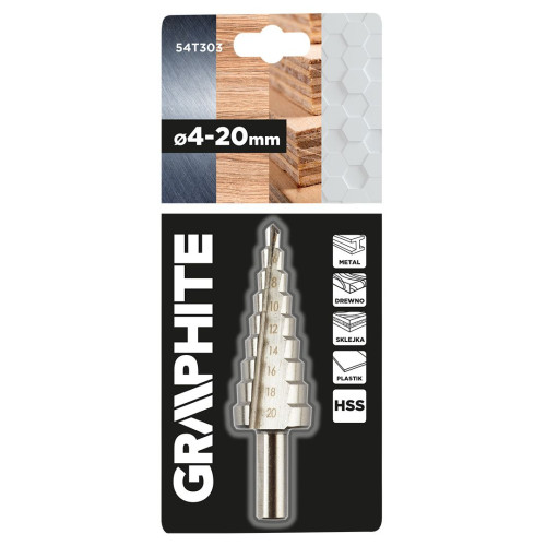 Свердло по металу ступінчасте GRAPHITE HSS 4x20мм