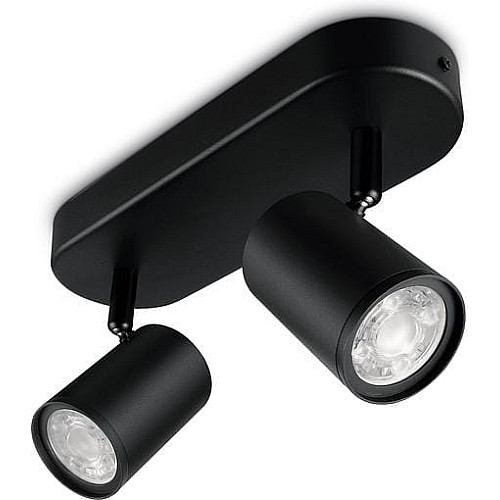 Светильник точечный накладной умный WiZ IMAGEO Spots, 2х5W, 2200-6500K, RGB, Wi-Fi, черный