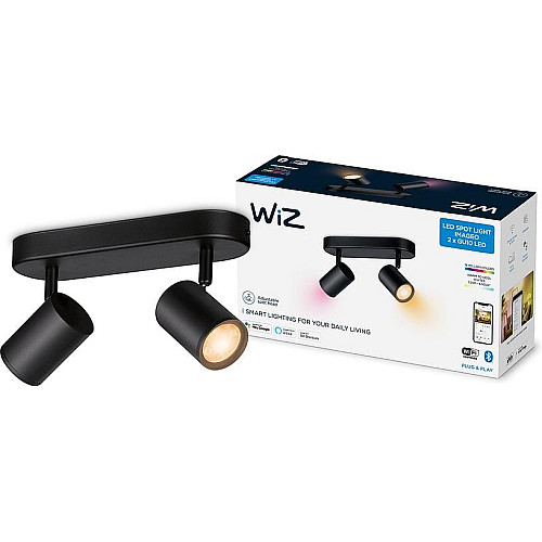 Светильник точечный накладной умный WiZ IMAGEO Spots, 2х5W, 2200-6500K, RGB, Wi-Fi, черный
