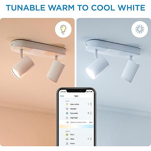 Светильник точечный накладной умный WiZ IMAGEO Spots, 2х5W, 2200-6500K, RGB, Wi-Fi, белый