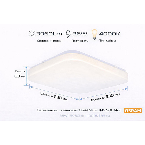Світильник накладний OSRAM CEILING SQUARE 36Вт 4000K 2880Лм