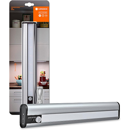 Світильник з акумулятором LEDVANCE Linear Mobile 1.5Вт 4000К 98Лм 300мм 1800мА•год датчик руху USB-A > microUSB сірий