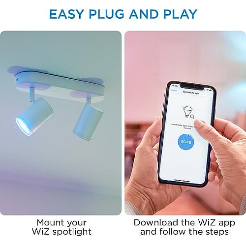 Светильник точечный накладной умный WiZ IMAGEO Spots, 2х5W, 2200-6500K, RGB, Wi-Fi, белый