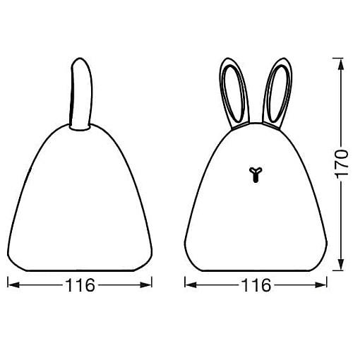 Cвітильник нічник з акумулятором LEDVANCE NIGHTLUX TOUCH Rabbit 2.5Вт 100Лм 1200мА•год RGBW USB-A > microUSB білий