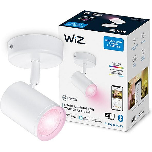 Светильник точечный накладной умный WiZ IMAGEO Spots, 1х5W 2200-6500K RGB белый