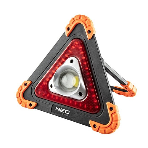 Прожектор на батарейках Neo Tools, треугольный, ААх4, 22x220x45мм, 800лм, 10Вт, 3 функции освещения, белый/красный свет.