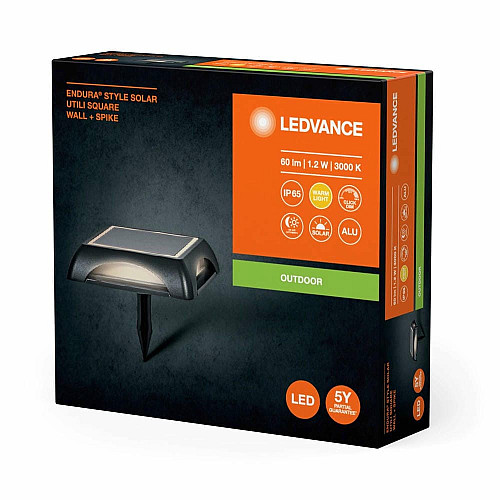 Светильник автономный LEDVANCE ENDURA STYLE SQUARE SOLAR UTILI 1.2Вт 3000K 60Лм черный