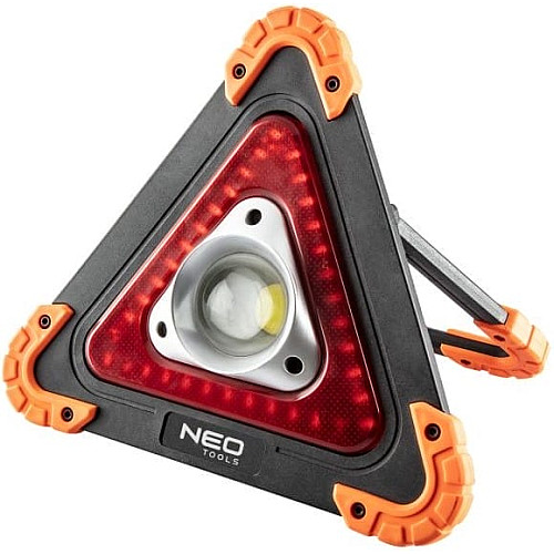 Прожектор на батарейках Neo Tools, треугольный, ААх4, 22x220x45мм, 800лм, 10Вт, 3 функции освещения, белый/красный свет.