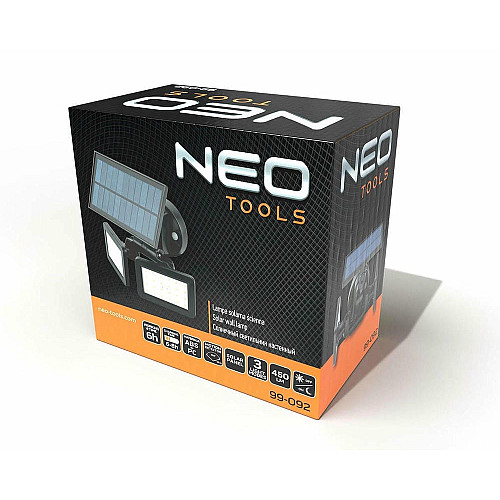 Светильник фасадный Neo Tools LED 5Вт 450Лм 6000К 3000мА•ч автономный датчик движения сумерек черный
